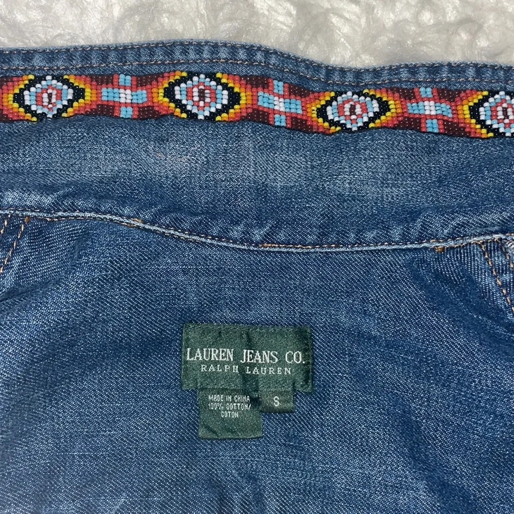 Lauren Jeans Co. Southwestern Style Beadwork Trucker Jacket, Size Small - Picture 11 of 17